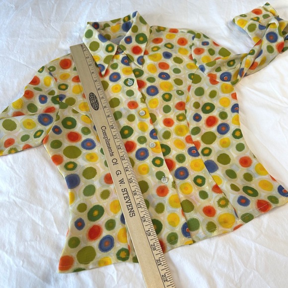 Vintage IDS Express Collection Women's Button Up LS Blouse Circle Medium Size 38 - Picture 4 of 6